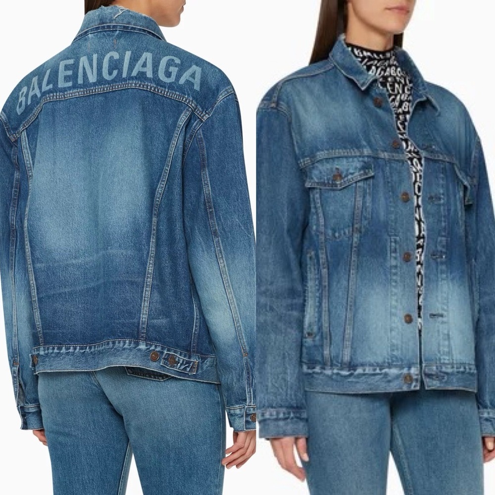 Balenciaga Blue Back Logo Print Denim Jacket 2019 ‘like a man’
